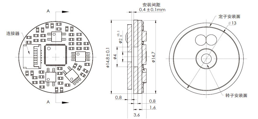 OD 14.8mm series C系列单编码器 drawing