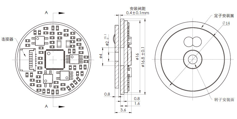 OD 16.8mm series C系列单编码器 drawing