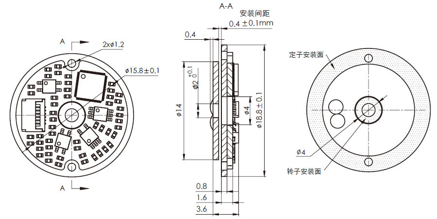 OD 18.8mm series C系列单编码器 drawing