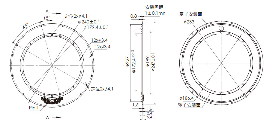 OD 247mm series C系列单编码器 drawing