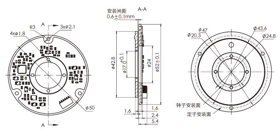 OD 52mm series C系列单编码器 drawing