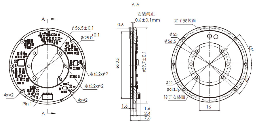 OD 60mm series C系列单编码器 drawing