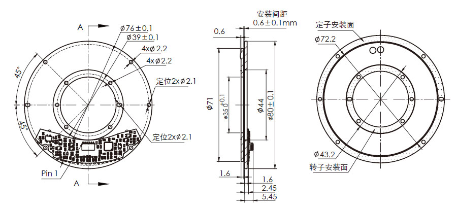 OD 80mm series C系列单编码器 drawing