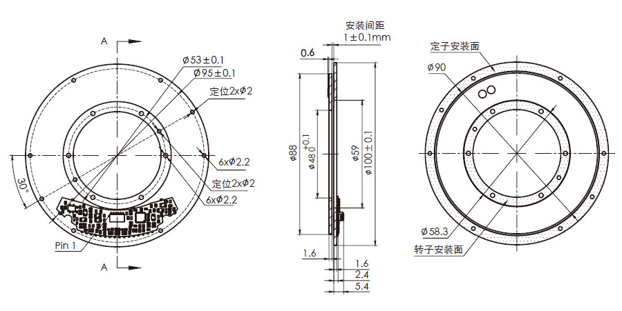 OD 100mm series C系列单编码器 drawing