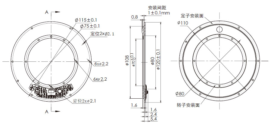 OD 120mm series C系列单编码器 drawing