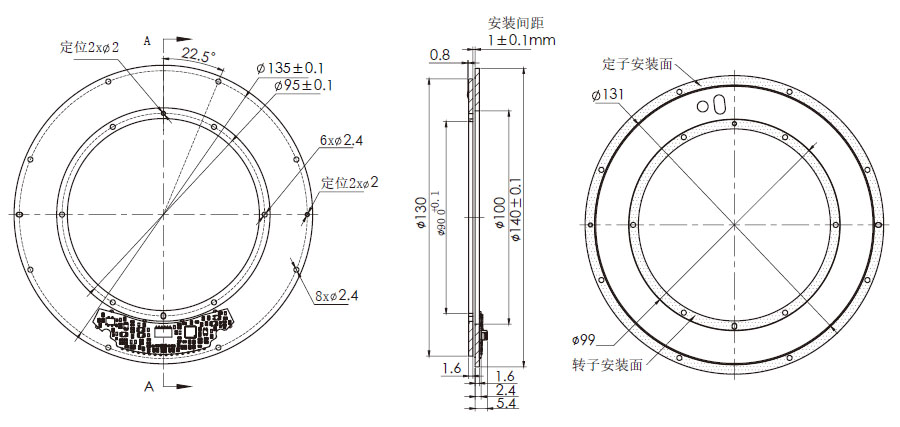 OD 140mm series C系列单编码器 drawing