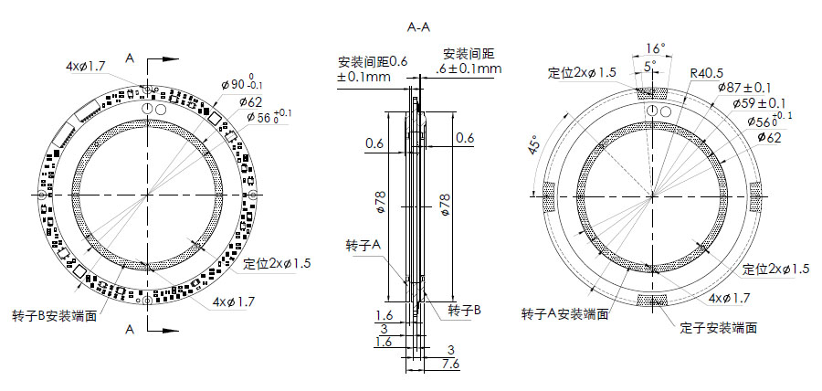 OD 90mm series D系列双编码器 drawing