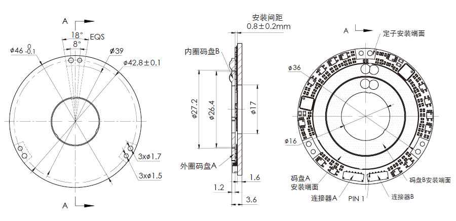 OD 46mm series DP系列双编码器 drawing
