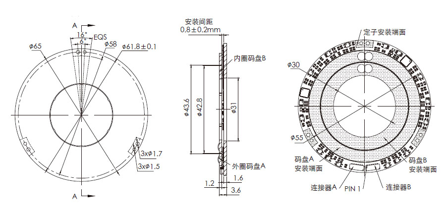 OD 65mm series DP系列双编码器 drawing
