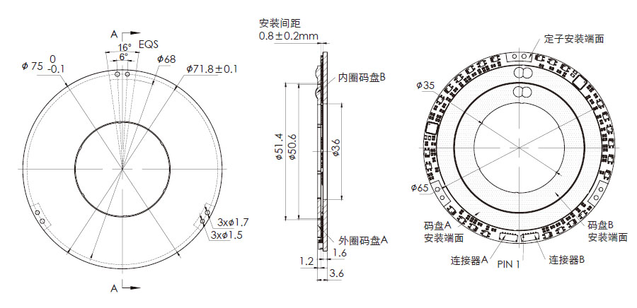 OD 75mm series DP系列双编码器 drawing