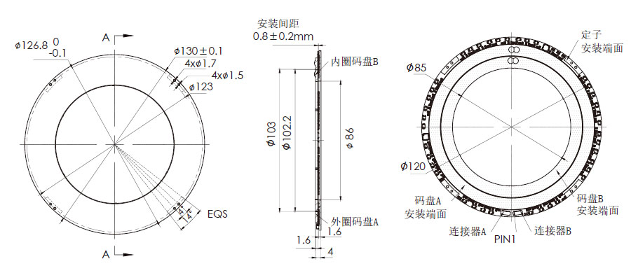 OD 130mm series DP系列双编码器 drawing