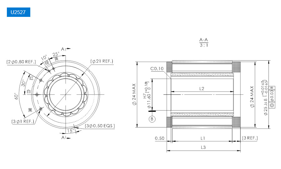 OD 25mm series 线性关节电机 drawing