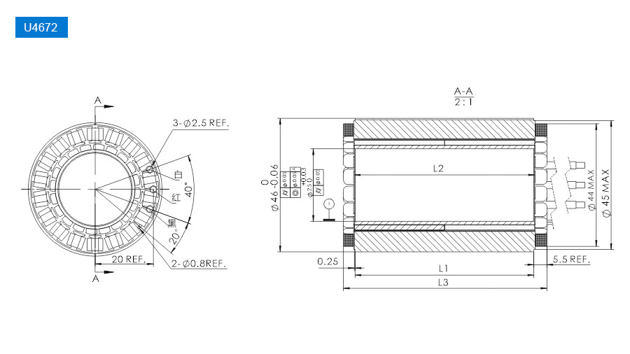 OD 46mm series 线性关节电机 drawing