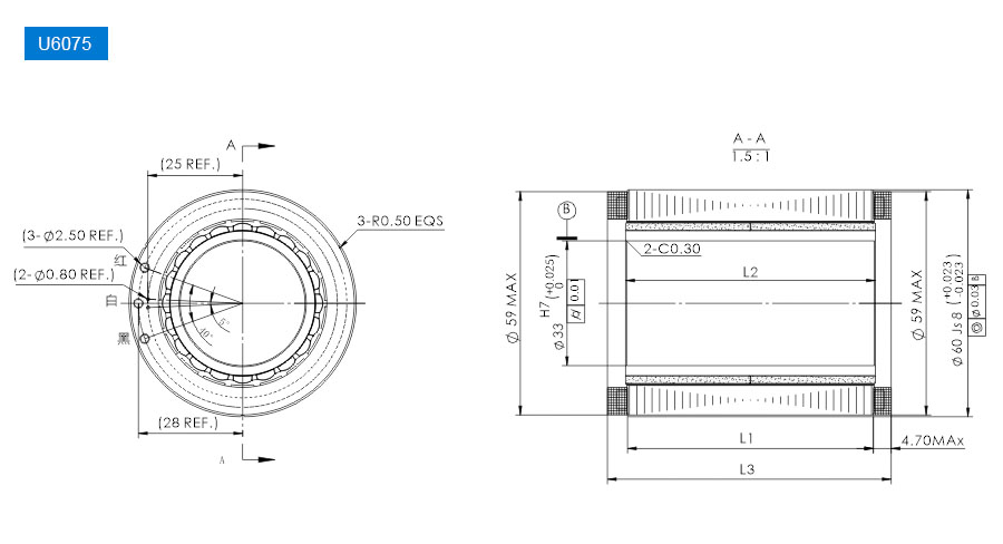 OD 60mm series 线性关节电机 drawing