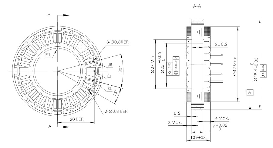 OD 49mm series 无框外转子电机 drawing