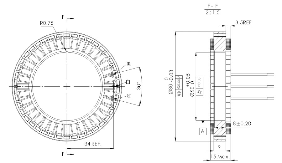 OD 80mm series 无框外转子电机 drawing
