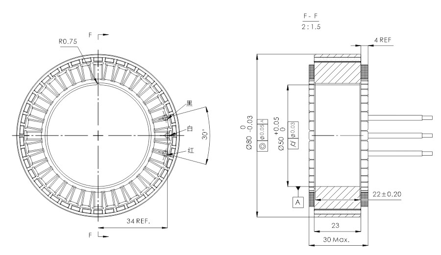 OD 80mm series 无框外转子电机 drawing